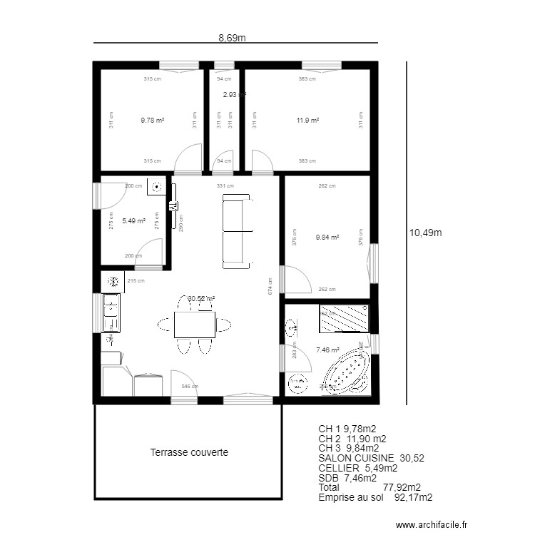 Plan 5 CLO 2. Plan de 7 pièces et 78 m2