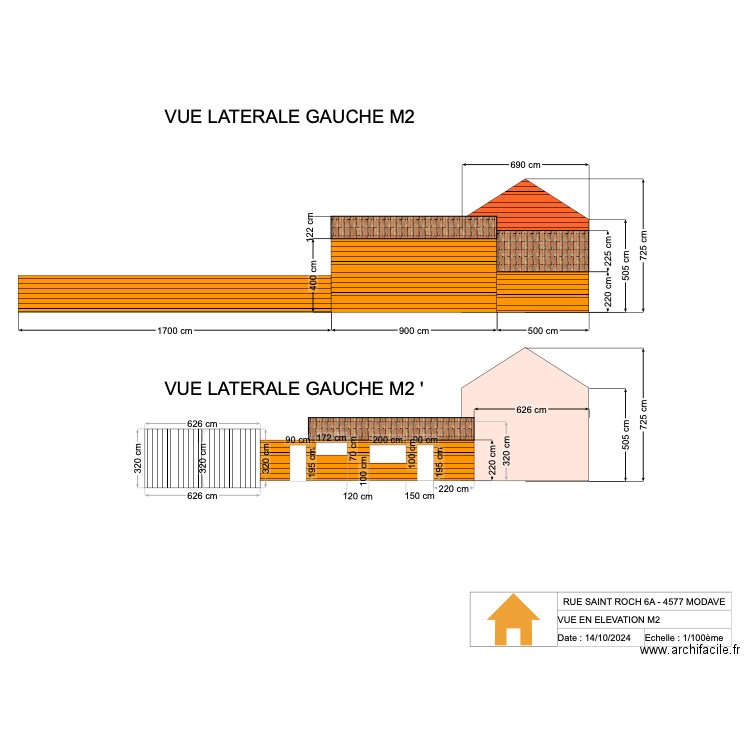 V.RADOUX - VUE EN ELEVATION M2 - 1/100 - VER 2.15. Plan de 0 pièce et 0 m2