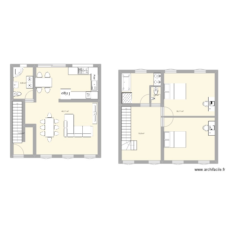 Maison maubeuge1. Plan de 6 pièces et 107 m2