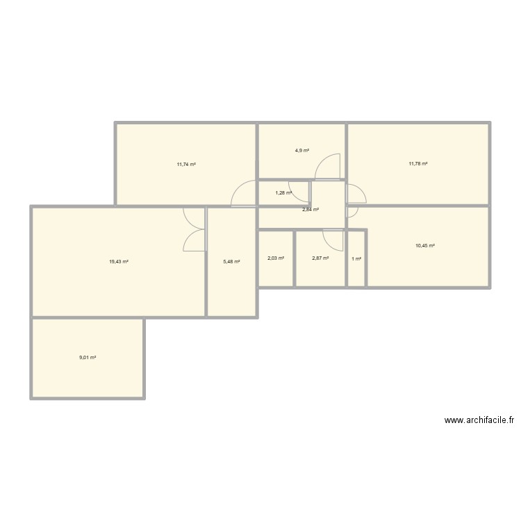 Appartement Laxou Valdenaire. Plan de 12 pièces et 83 m2