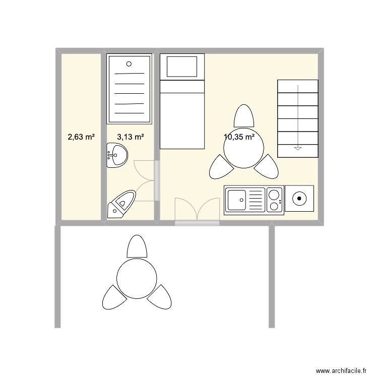 ESSAI. Plan de 3 pièces et 16 m2