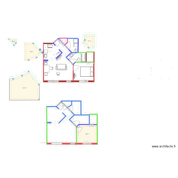 Condo. Plan de 5 pièces et 41 m2