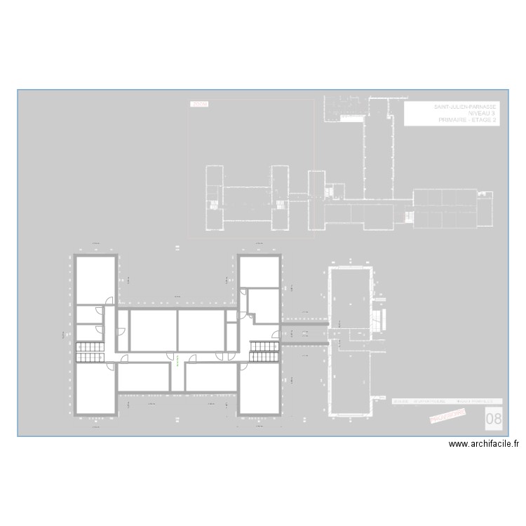 ISJP/Niveau 2/Primaire. Plan de 11 pièces et 67 m2