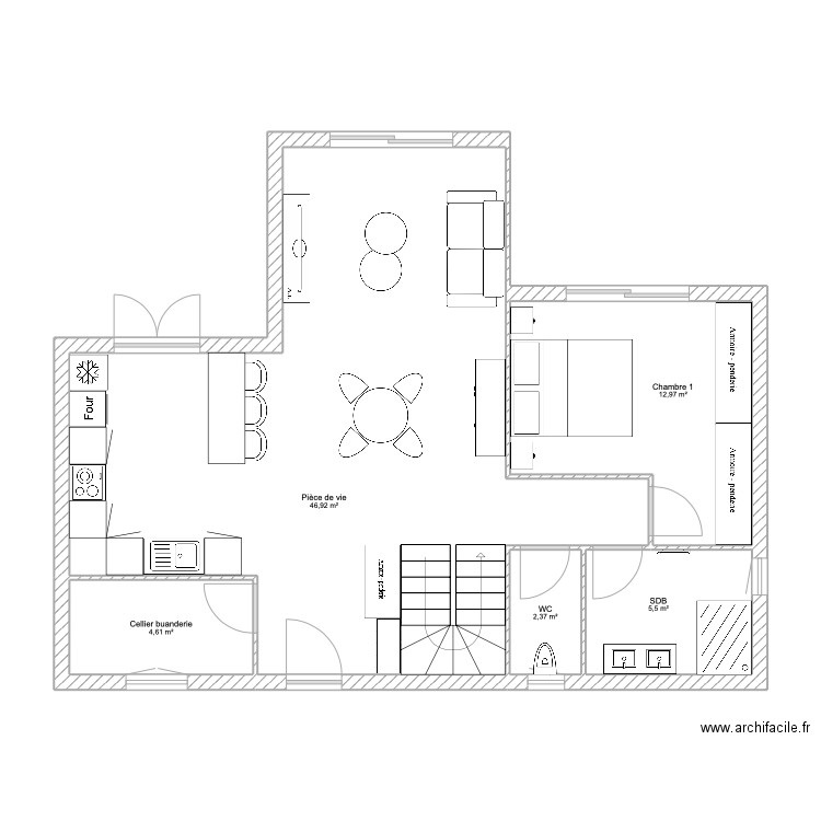 plan exemple conseil conception. Plan de 5 pièces et 72 m2