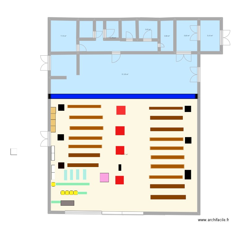 Plan magasin. Plan de 8 pièces et 238 m2