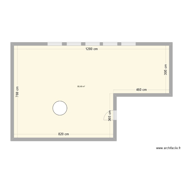 petit refectoire. Plan de 1 pièce et 80 m2