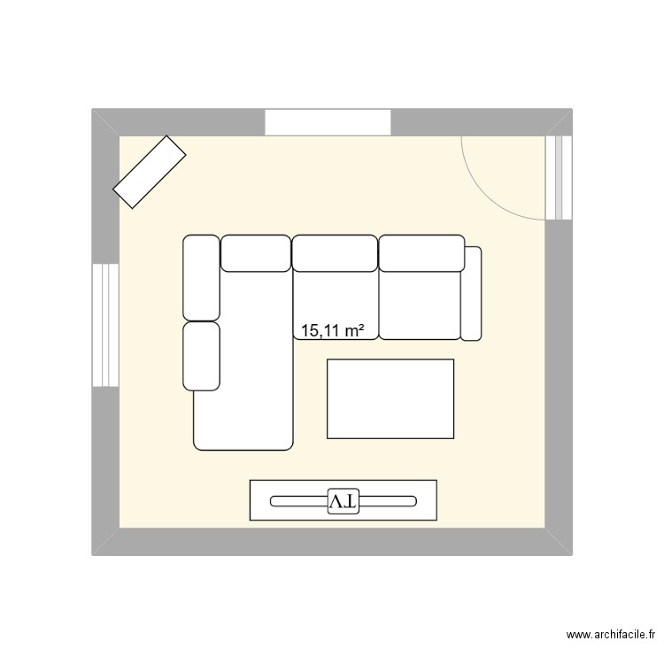 Salon. Plan de 1 pièce et 15 m2