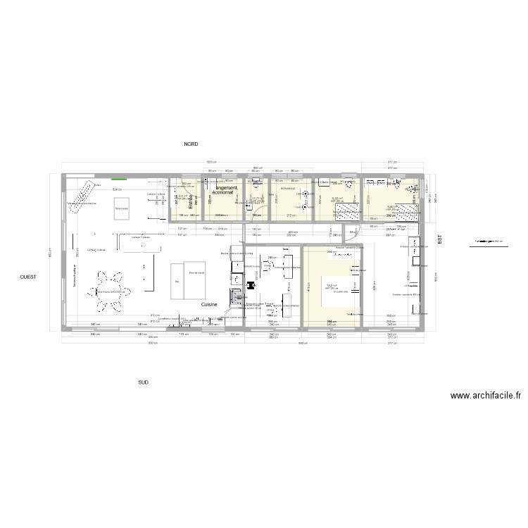 Maison 1 niveau 145.9 M2 ext. int 135.6chambres côté est. Plan de 5 pièces et 39 m2