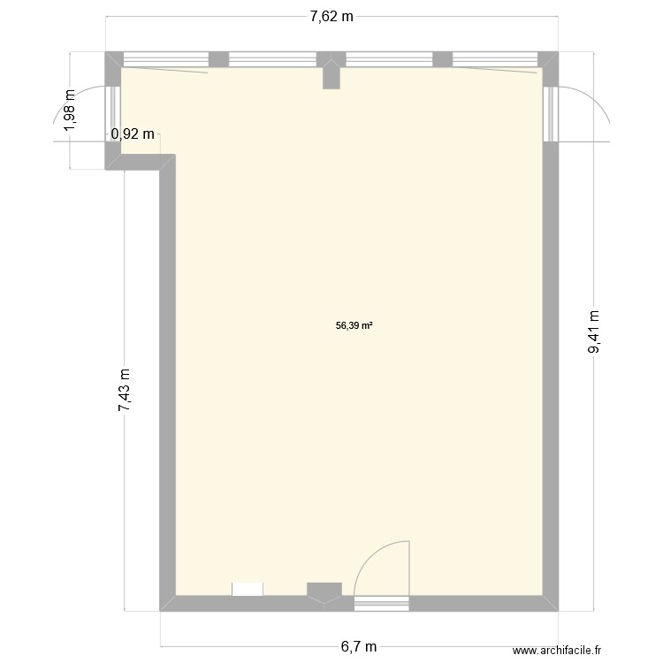 saé 2.3. Plan de 1 pièce et 56 m2