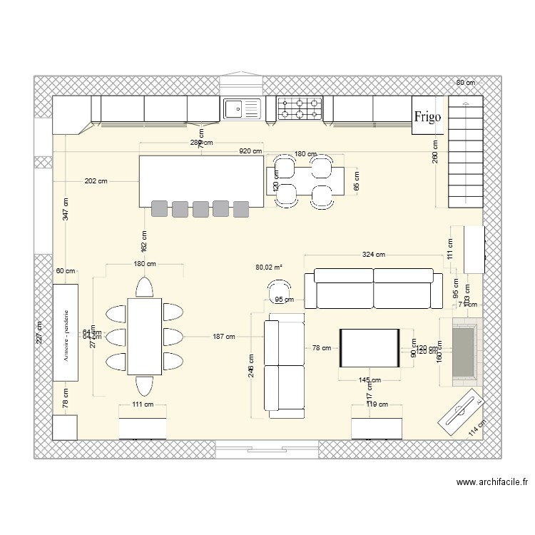 chai 5. Plan de 1 pièce et 80 m2