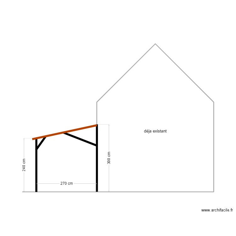 plan pergola coté. Plan de 1 pièce et 28 m2