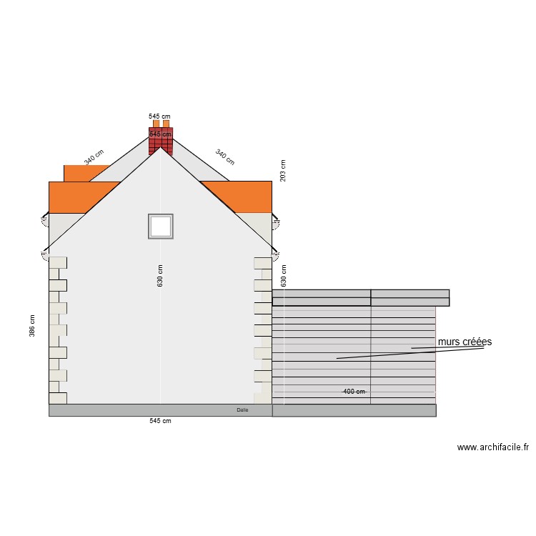 plan existant facade est projeté v5. Plan de 0 pièce et 0 m2