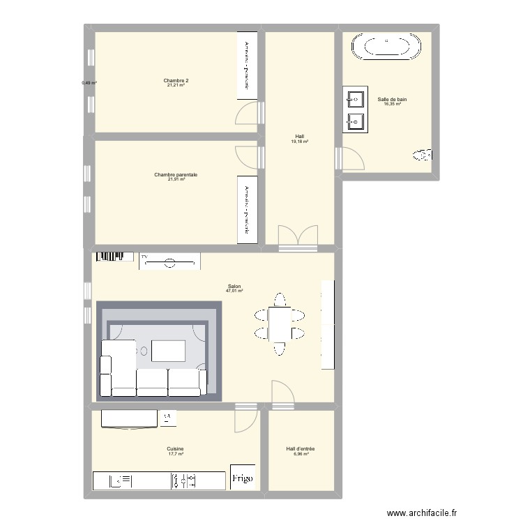 Plan appartement 2. Plan de 8 pièces et 151 m2