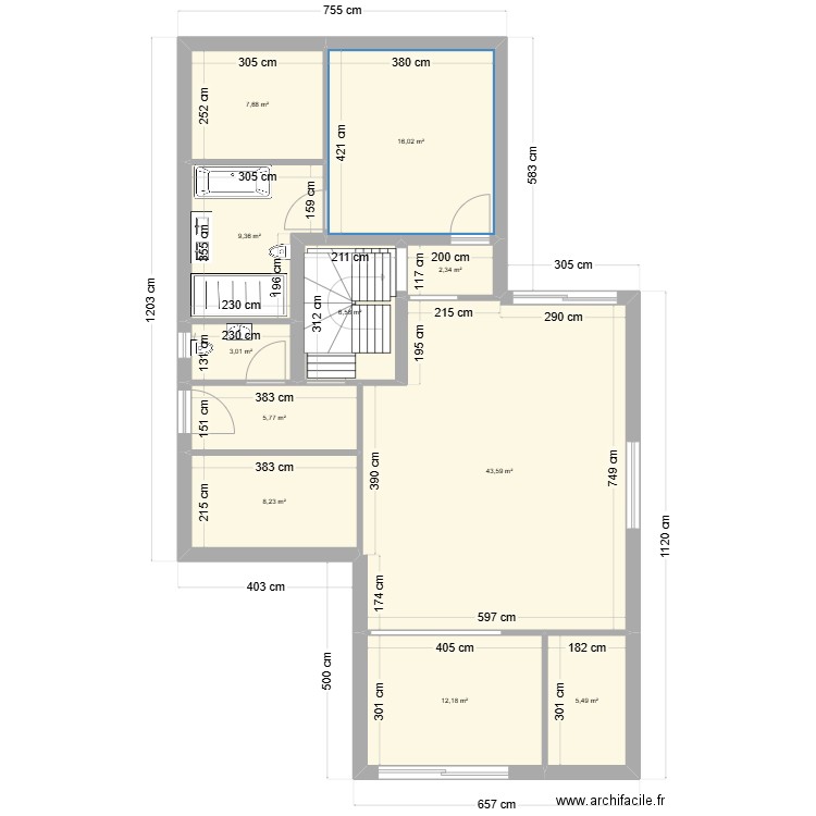 2 BOIS LEROI EN U. Plan de 11 pièces et 120 m2