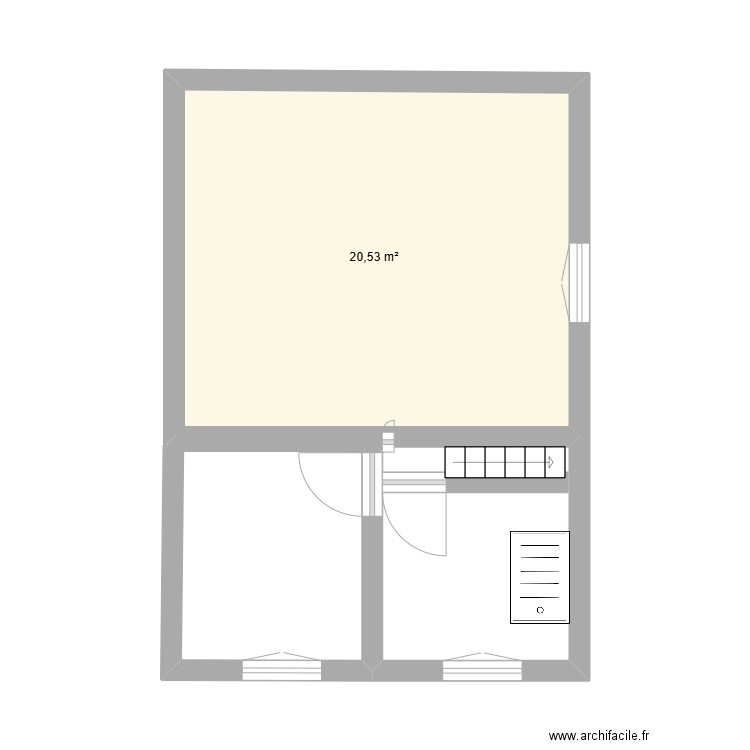 etage. Plan de 1 pièce et 21 m2