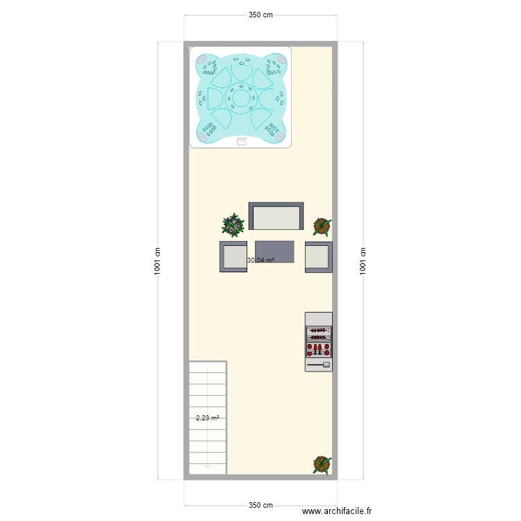 Studio avec Mezzanine. Plan de 10 pièces et 129 m2