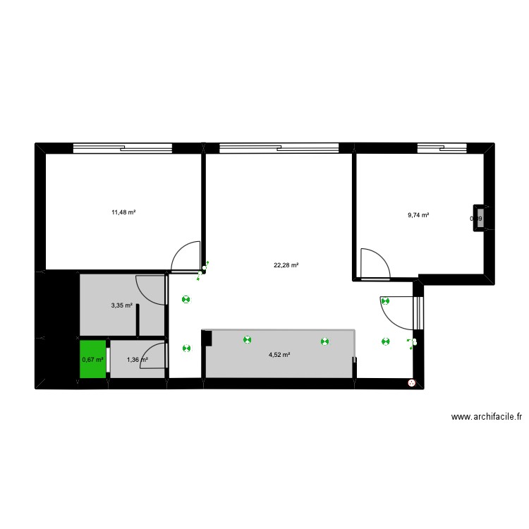 DELPHINE PLAN CARRELAGES SOL. Plan de 10 pièces et 55 m2