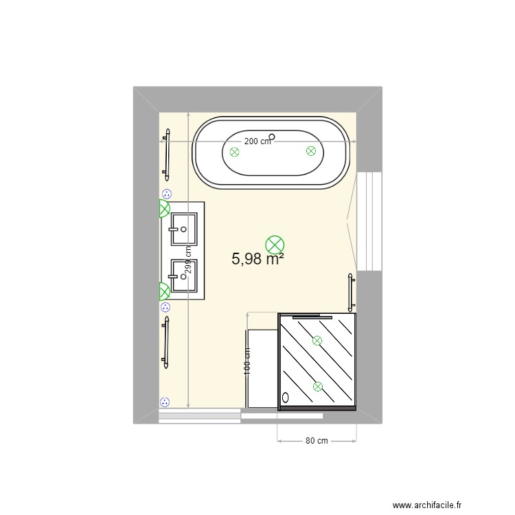 sdb Vichy. Plan de 1 pièce et 6 m2