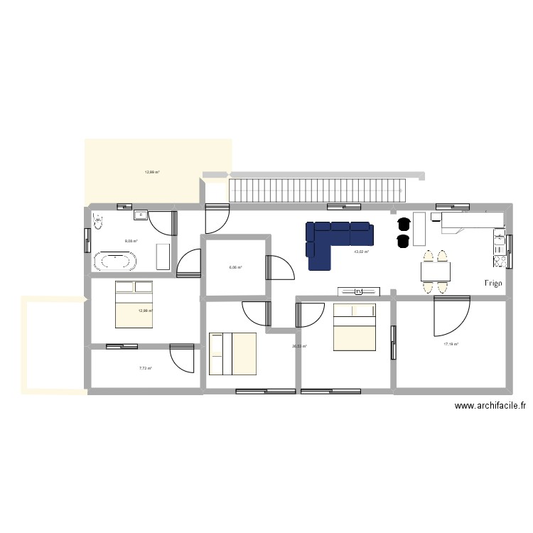 PLAN ETAGE. Plan de 8 pièces et 136 m2