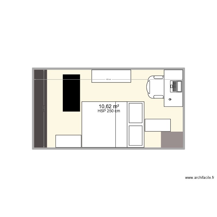 chambre aksel. Plan de 1 pièce et 11 m2