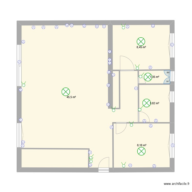 VALRAS ELECTRICITE. Plan de 12 pièces et 135 m2