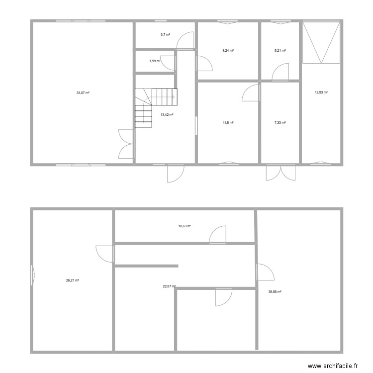 ressons. Plan de 13 pièces et 196 m2