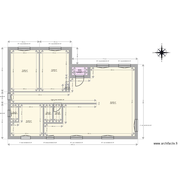 ML24019213. Plan de 23 pièces et 216 m2