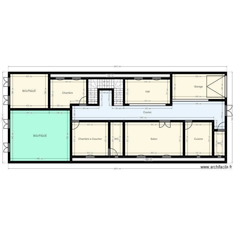 Plan de terrain 24mx10m Client 46 42 29 36 V2. Plan de 14 pièces et 205 m2