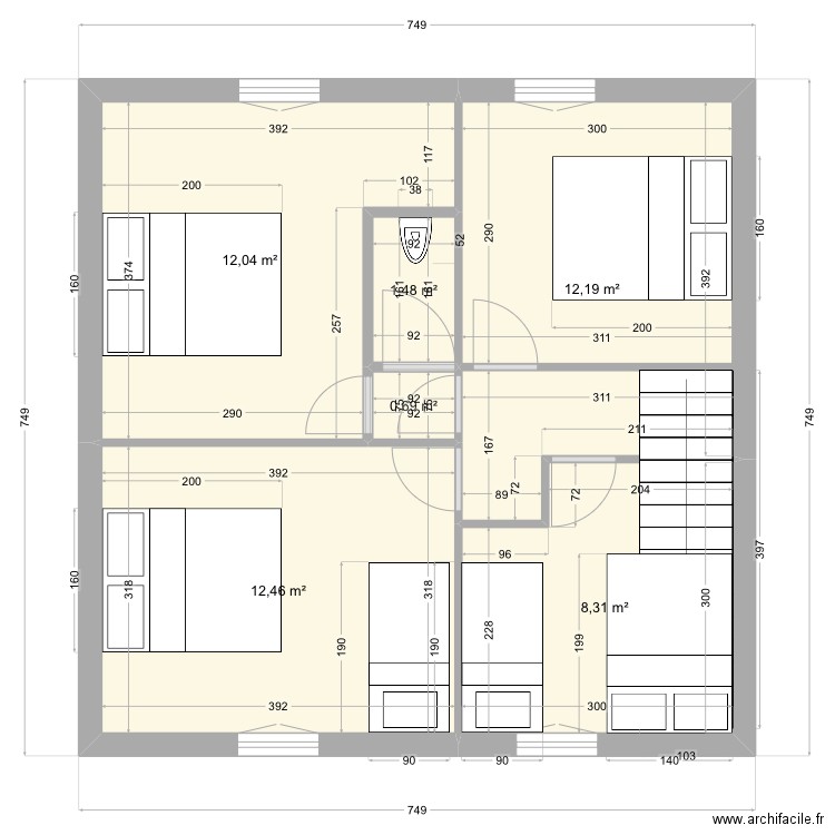 Etage bourglastic wc Etage . Plan de 6 pièces et 47 m2