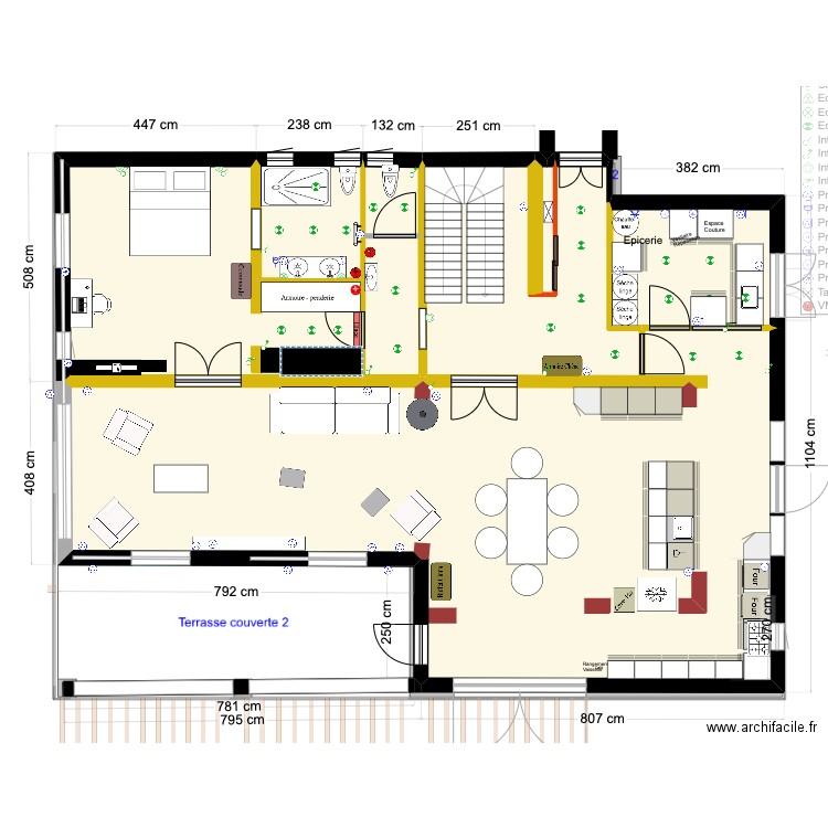 Cuisine ines4. Plan de 34 pièces et 427 m2