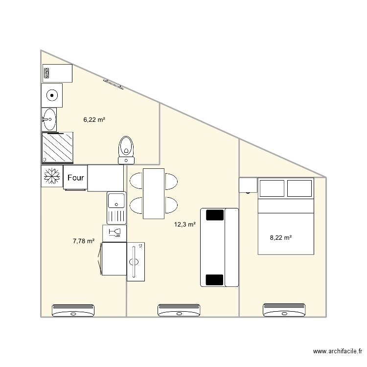 Quend. Plan de 4 pièces et 35 m2