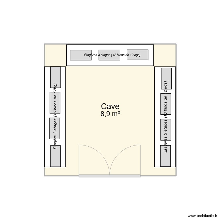 Serre3x3m. Plan de 1 pièce et 9 m2