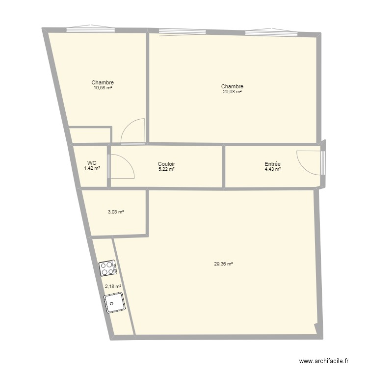 75014. Plan de 8 pièces et 76 m2