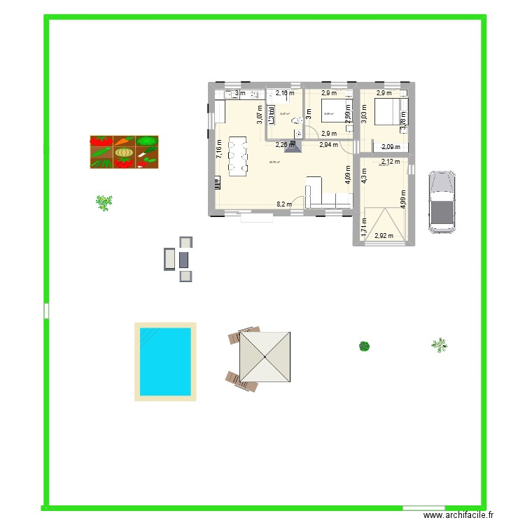 REGUSSE. Plan de 4 pièces et 83 m2