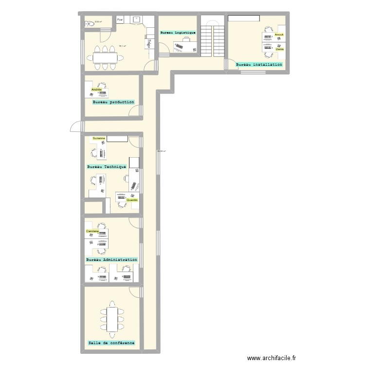 Bureau Auvents Multiples. Plan de 9 pièces et 160 m2