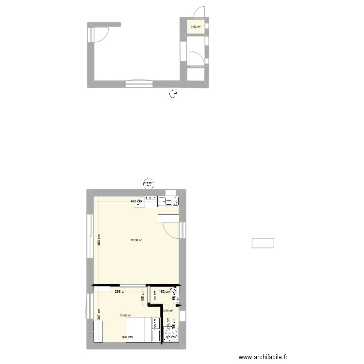 Garage 2. Plan de 4 pièces et 38 m2