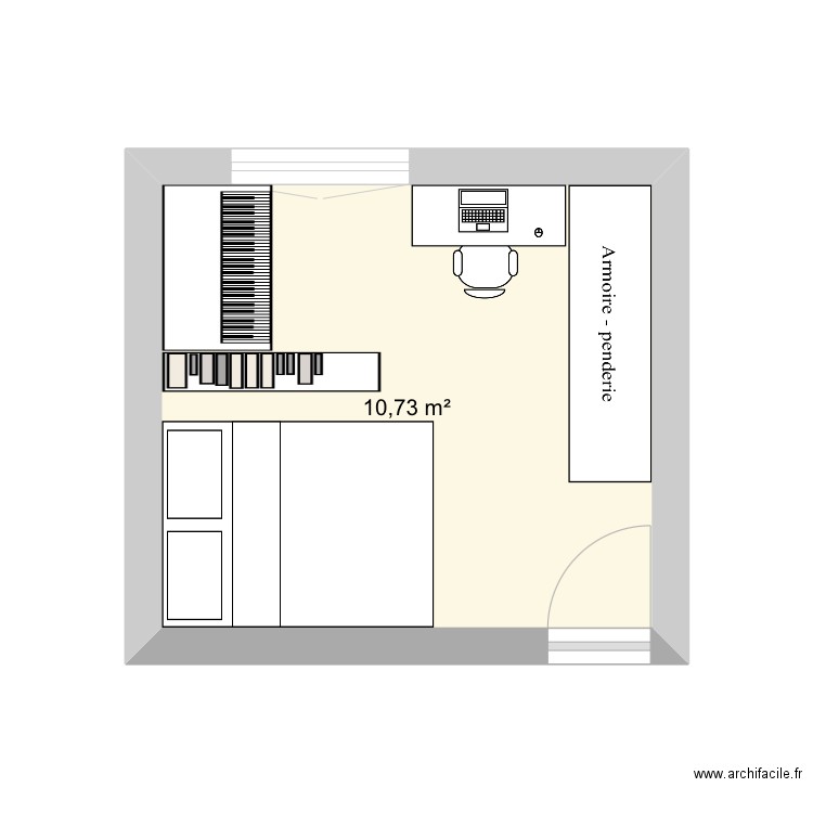 Chambre Anaelle. Plan de 1 pièce et 11 m2