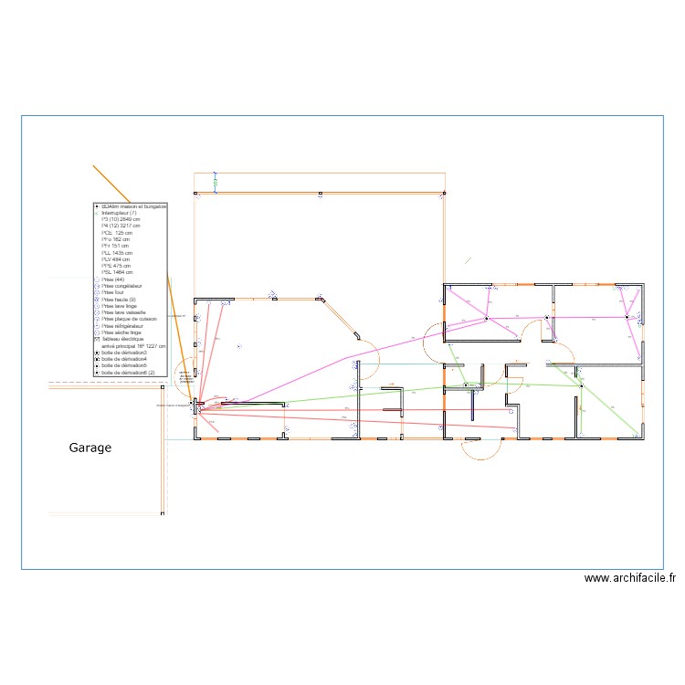 plan des prises partie nuit et machines. Plan de 0 pièce et 0 m2