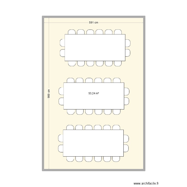 Refectoire. Plan de 1 pièce et 53 m2