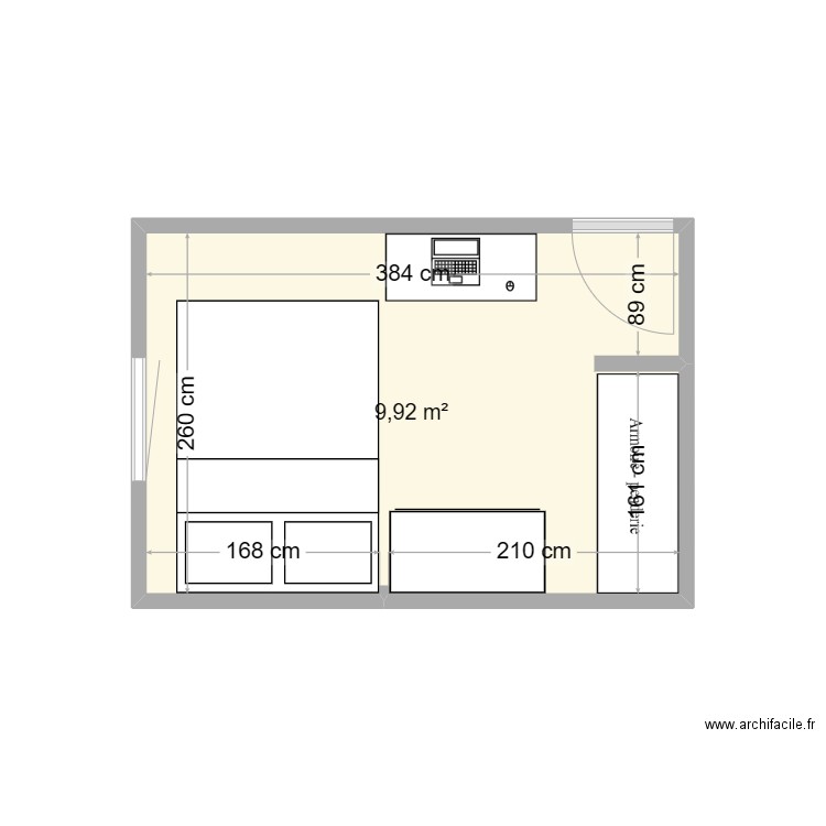 Chambre Ketsia. Plan de 1 pièce et 10 m2