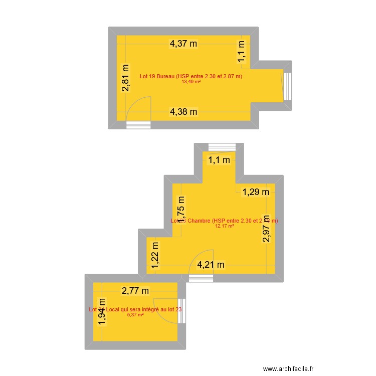 Lots 19 23 24 7 Couëdic. Plan de 3 pièces et 31 m2