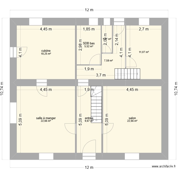 bignou. Plan de 8 pièces et 99 m2