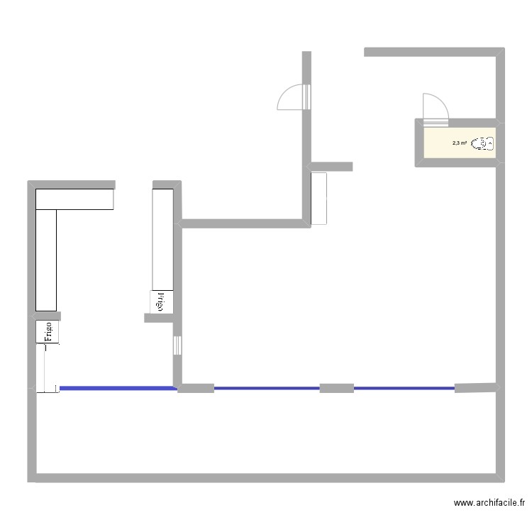 Caravelle B13. Plan de 1 pièce et 2 m2