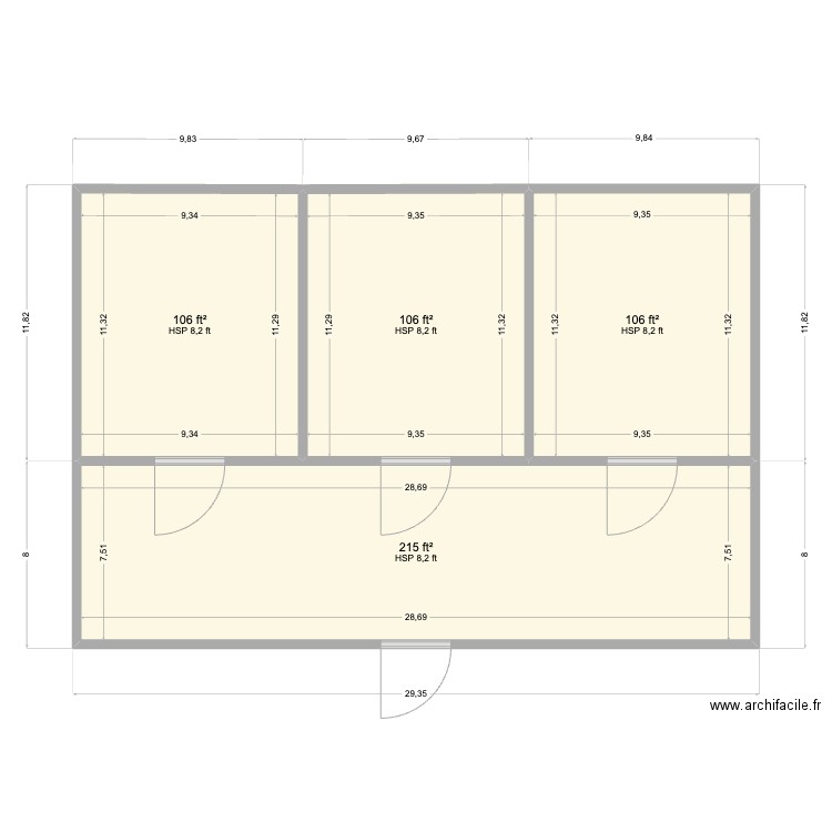 Rento - 3 Chambers + Ante 10x12. Plan de 4 pièces et 49 m2