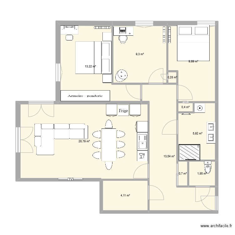 apparte. Plan de 11 pièces et 88 m2