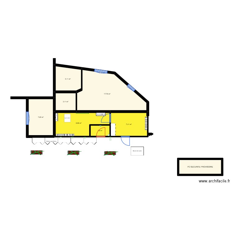 SCI de la Conche - pc sécurité. Plan de 8 pièces et 57 m2