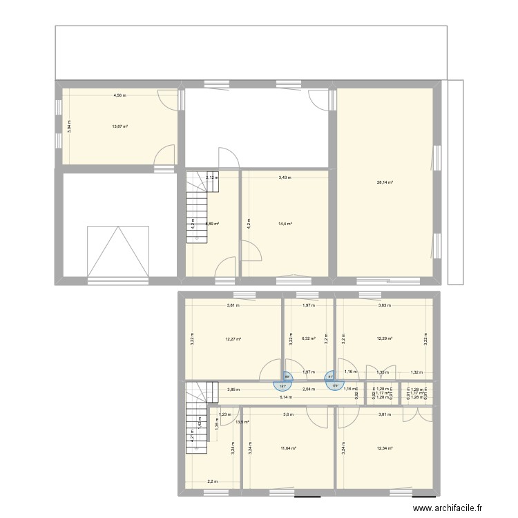 PROJET IDEAL. Plan de 12 pièces et 136 m2