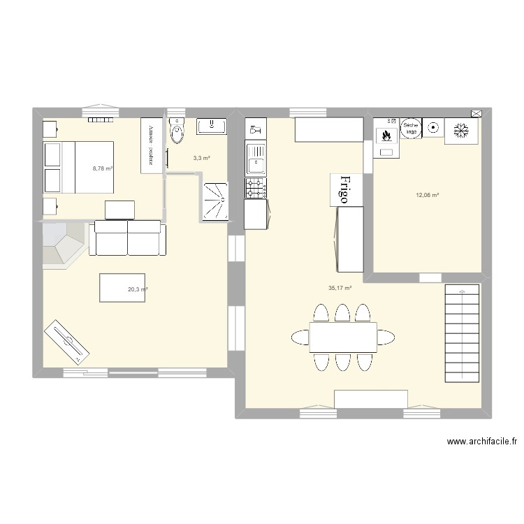 langatre 2013. Plan de 5 pièces et 80 m2