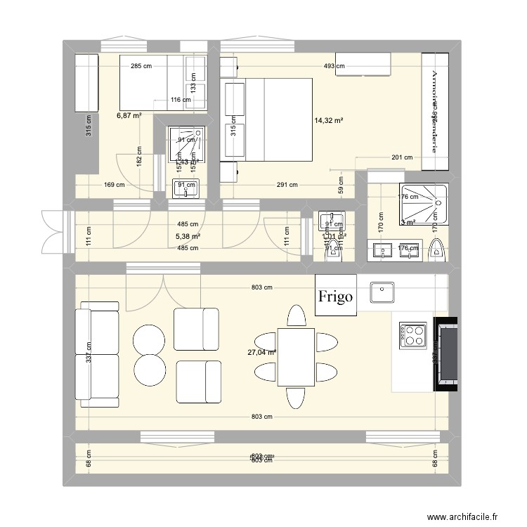 LAURISTON PLAN 2. Plan de 8 pièces et 65 m2