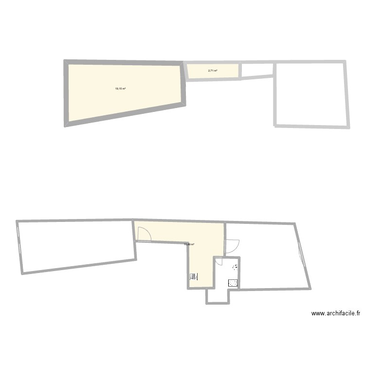 Court chemin du cul. Plan de 3 pièces et 33 m2